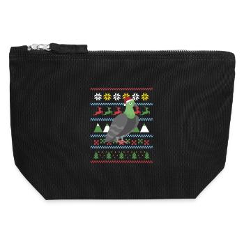 Ugly Christmas Taube - Canvas Reißverschluss-Täschchen (12 x 13 cm) - Schwarz - Vorne
