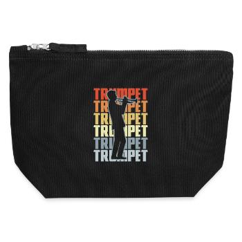 Retro Trompete - Canvas Reißverschluss-Täschchen (12 x 13 cm) - Schwarz - Vorne