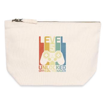 Level 5 Freigeschaltet offizieller Teenager - Canvas Reißverschluss-Täschchen (12 x 13 cm) - Naturweiß - Vorne