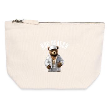 Gangster Hug Dealer Ours en peluche Drôle - Pochette zippée en toile 12 x 13 cm - blanc naturel - Devant