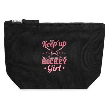 Try To Keep Up With This Hockey Girl - Canvas Zip Pouch 12 x 13 cm - black - Front