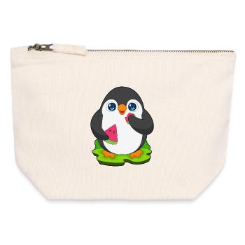 Pinguin Wassermelone  - Canvas Reißverschluss-Täschchen (12 x 13 cm) - Naturweiß - Vorne