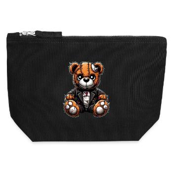 Ours en peluche Punk Rebel - Pochette zippée en toile 12 x 13 cm - noir - Devant