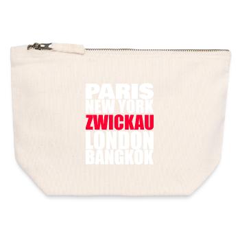 Ville de Zwickau - Pochette zippée en toile 12 x 13 cm - blanc naturel - Devant