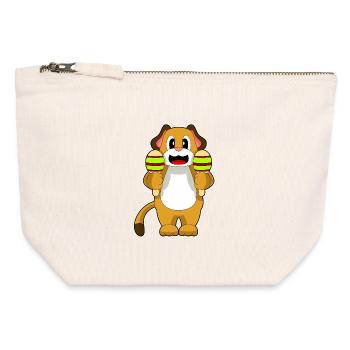Dog Musician Rattle Music - Canvas Zip Pouch 12 x 13 cm - nature - Front