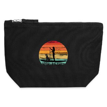 Paddleboarding with dog - Paddleboarding Tee - Canvas Reißverschluss-Täschchen (12 x 13 cm) - Schwarz - Vorne