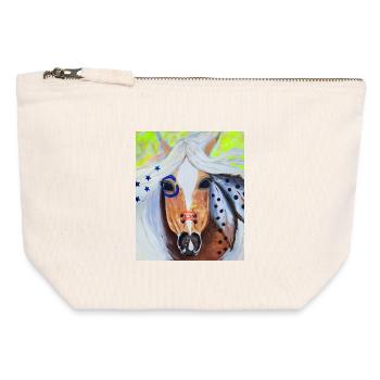 Free Spirit - Wildpferd - Canvas Reißverschluss-Täschchen (12 x 13 cm) - Naturweiß - Vorne