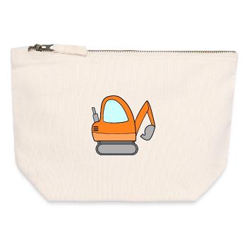 Excavator Construction Site Excavator Driver - Canvas Zip Pouch 12 x 13 cm - nature - Front