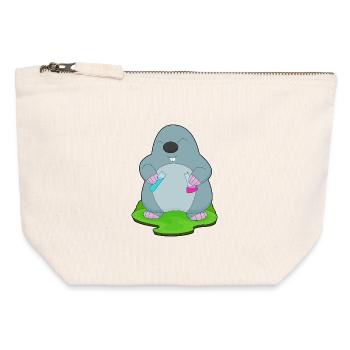 Laboratoire de tubes à essai de science taupe - Pochette zippée en toile 12 x 13 cm - blanc naturel - Devant