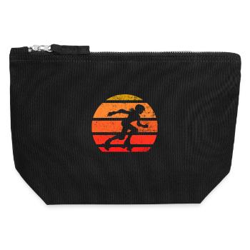 Retro Rollschuhfahrer Silhouette Sonnenuntergang - Canvas Reißverschluss-Täschchen (12 x 13 cm) - Schwarz - Vorne