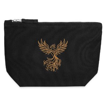 Phénix mythique oiseau de feu ascendant Art tribal - Pochette zippée en toile 12 x 13 cm - noir - Devant