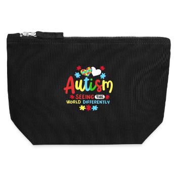 Autismus Bewusstsein autistische Kinder - Canvas Reißverschluss-Täschchen (12 x 13 cm) - Schwarz - Vorne