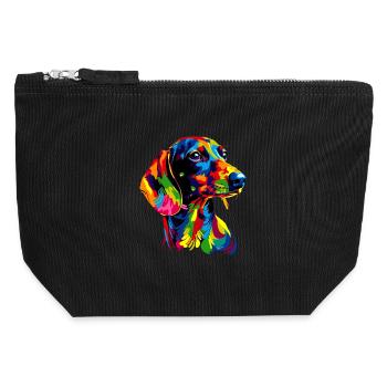 Dackel Dachshund Zwergdackel Dackelclub Teckel - Canvas Reißverschluss-Täschchen (12 x 13 cm) - Schwarz - Vorne