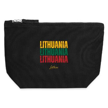 Flag of Lithuania, Lithuanian pride - Canvas Zip Pouch 12 x 13 cm - black - Front