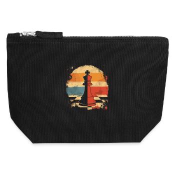 Chess piece Retrowave - Canvas Zip Pouch 12 x 13 cm - black - Front