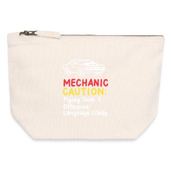 Automechaniker Auto Drag Racing - Canvas Reißverschluss-Täschchen (12 x 13 cm) - Naturweiß - Vorne