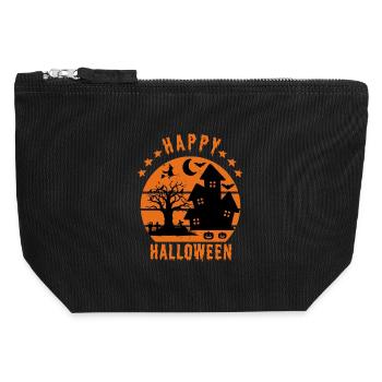 Joyeux halloween - Pochette zippée en toile 12 x 13 cm - noir - Devant