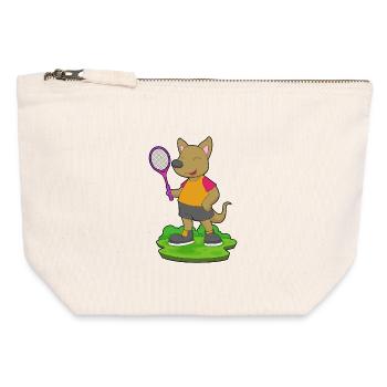 Raquettes de tennis kangourou - Pochette zippée en toile 12 x 13 cm - blanc naturel - Devant