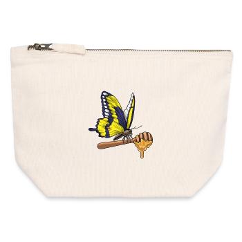 Papillon Miel - Pochette zippée en toile 12 x 13 cm - blanc naturel - Devant