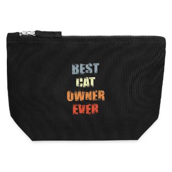 Best Cat Owner Ever - Canvas Zip Pouch 12 x 13 cm - black - Front