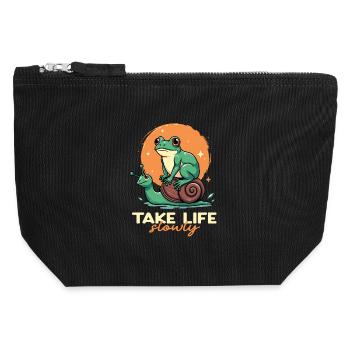 Take Life Slowly Relaxed Retro Chill Vibes Nature - Canvas Zip Pouch 12 x 13 cm - black - Front