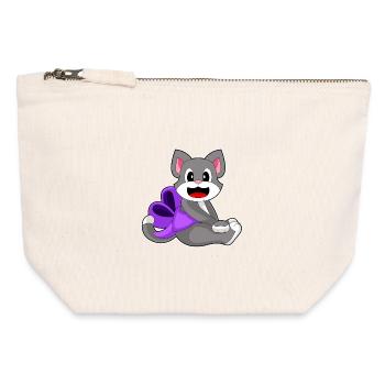 Cat Bow - Canvas Zip Pouch 12 x 13 cm - nature - Front