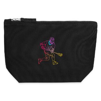 Lacrosse Player Drawing - Canvas Zip Pouch 12 x 13 cm - black - Front