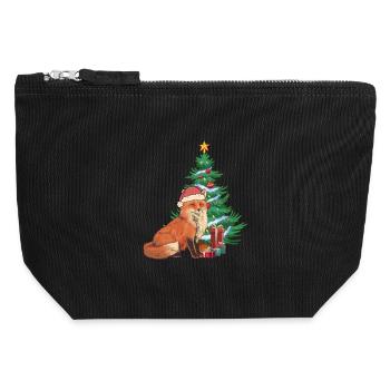 Fuchs Nikolaus Weihnachtsmann Santa Tannenbaum - Canvas Reißverschluss-Täschchen (12 x 13 cm) - Schwarz - Vorne