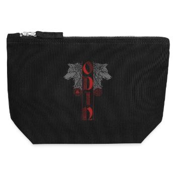 Odin Wölfe Wolf Vegvisir Nordische Mythologie - Canvas Reißverschluss-Täschchen (12 x 13 cm) - Schwarz - Vorne