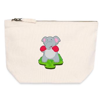 Elephant Boxer Boxing Gloves Boxing - Canvas Zip Pouch 12 x 13 cm - nature - Front