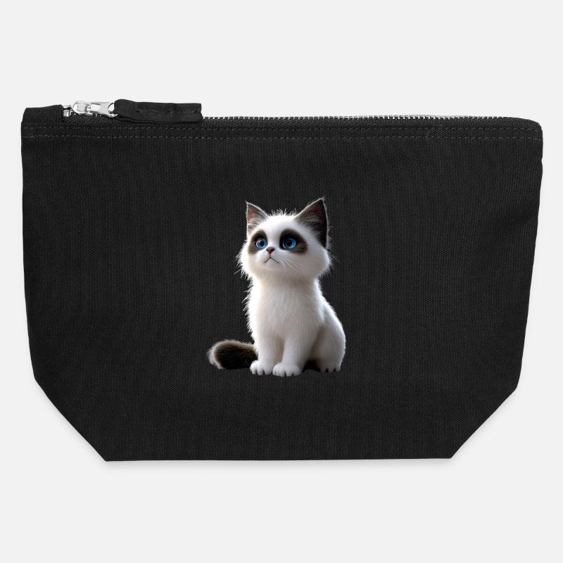 Chat Ragdoll Chat Ragdoll Chat Mignon Chats Ragdoll - Pochette zippée en toile 12 x 13 cm - noir