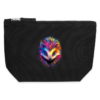 Igel Weißbauchigel Stacheligel Liebe Süßer Igel - Canvas Reißverschluss-Täschchen (12 x 13 cm) - Schwarz - Vorne