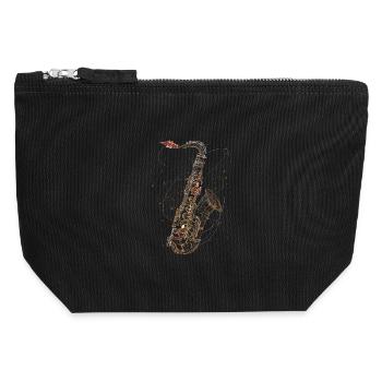 Saxophone Line Art - Canvas Zip Pouch 12 x 13 cm - black - Front