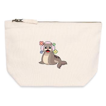 Seal Bridal Veil Wedding - Canvas Zip Pouch 12 x 13 cm - nature - Front
