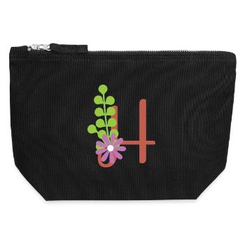 Elegant letter 'H' with flowers - Canvas Zip Pouch 12 x 13 cm - black - Front