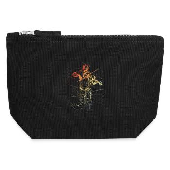 Vintage Violin Player Drawing - Canvas Zip Pouch 12 x 13 cm - black - Front