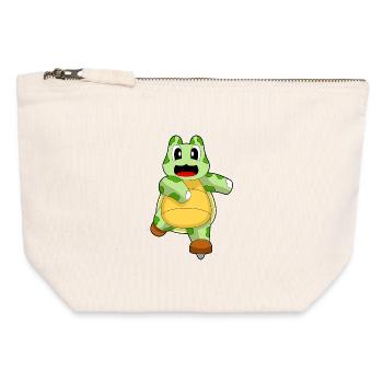Patins à glace tortue - Pochette zippée en toile 12 x 13 cm - blanc naturel - Devant