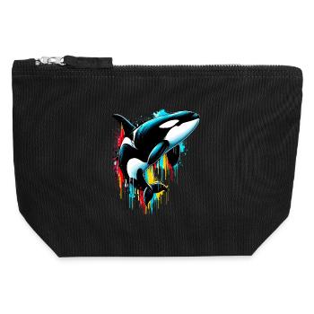 Killer whale - Canvas Zip Pouch 12 x 13 cm - black - Front