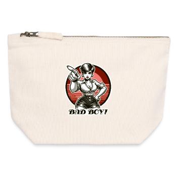 Naughty woman scolds bad boys, bad boy! - Canvas Zip Pouch 12 x 13 cm - nature - Front