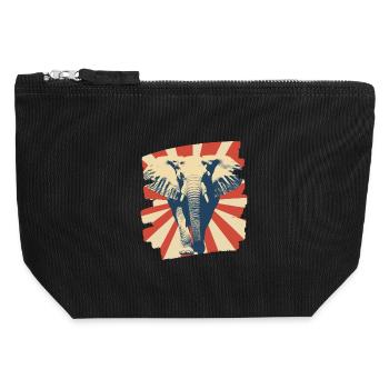 Éléphant - Pochette zippée en toile 12 x 13 cm - noir - Devant