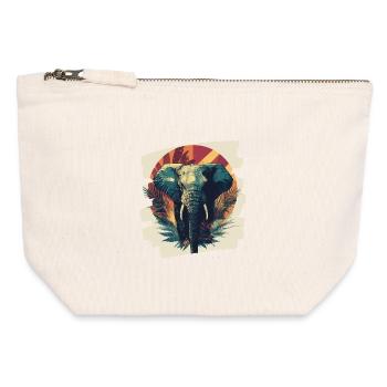 Éléphant - Pochette zippée en toile 12 x 13 cm - blanc naturel - Devant