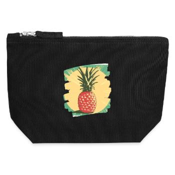 Ananas - Canvas Reißverschluss-Täschchen (12 x 13 cm) - Schwarz - Vorne