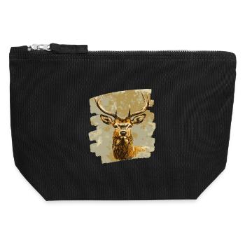 Deer with antlers - Canvas Zip Pouch 12 x 13 cm - black - Front