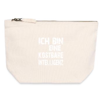 AI Saying: I am a precious intelligence - Canvas Zip Pouch 12 x 13 cm - nature - Front