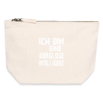 L’IA dicton : Je suis une intelligence insouciante - Pochette zippée en toile 12 x 13 cm - blanc naturel - Devant