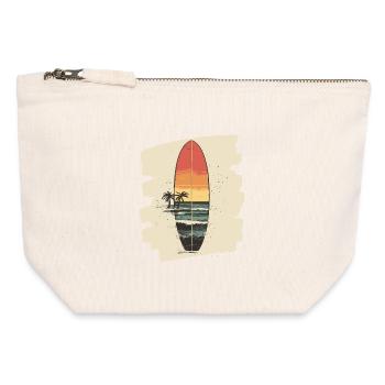Planche de surf - Pochette zippée en toile 12 x 13 cm - blanc naturel - Devant