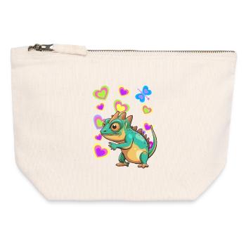 Dino Dinos Kids Enfant Bébé Bambins - Pochette zippée en toile 12 x 13 cm - blanc naturel - Devant