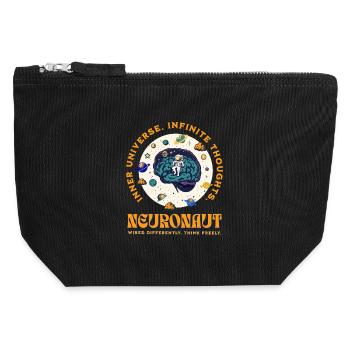 Neurospicy Neurodivergent Astronaut Brain - Canvas Reißverschluss-Täschchen (12 x 13 cm) - Schwarz - Vorne