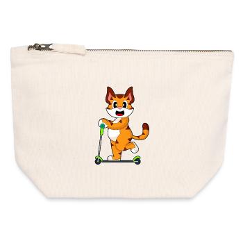 Tiger Tretroller - Canvas Reißverschluss-Täschchen (12 x 13 cm) - Naturweiß - Vorne