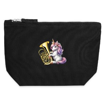 Unicorn plays euphonium euphonium player - Canvas Zip Pouch 12 x 13 cm - black - Front